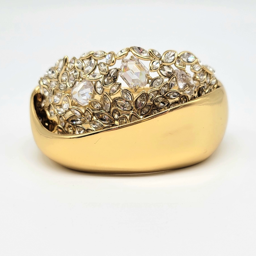 Alexis Bittar Diamond Swarovski Crystal Cluster Melting Gold Hinged Bangle